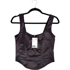 Silk Black Cropped Top